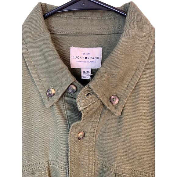 Lucky Brand Olive Green Button-Up Shirt Jacket XL Cotton Shackette 9093 NWT - Picture 10 of 12